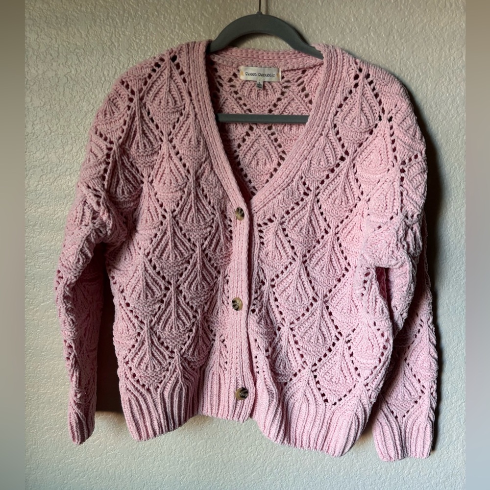 Pink Cable Knit Sweater